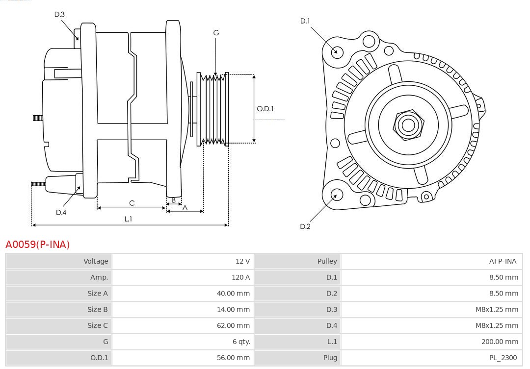 Alternator AS-PL A0059(P-INA)
