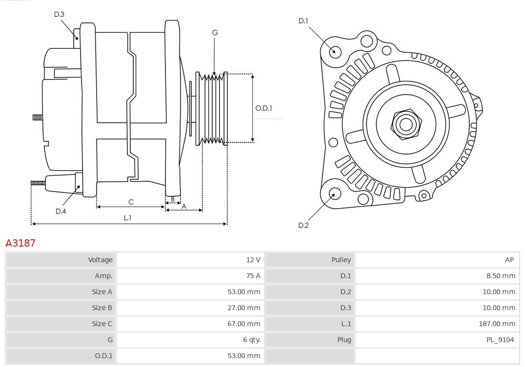 Alternator AS-PL A3187