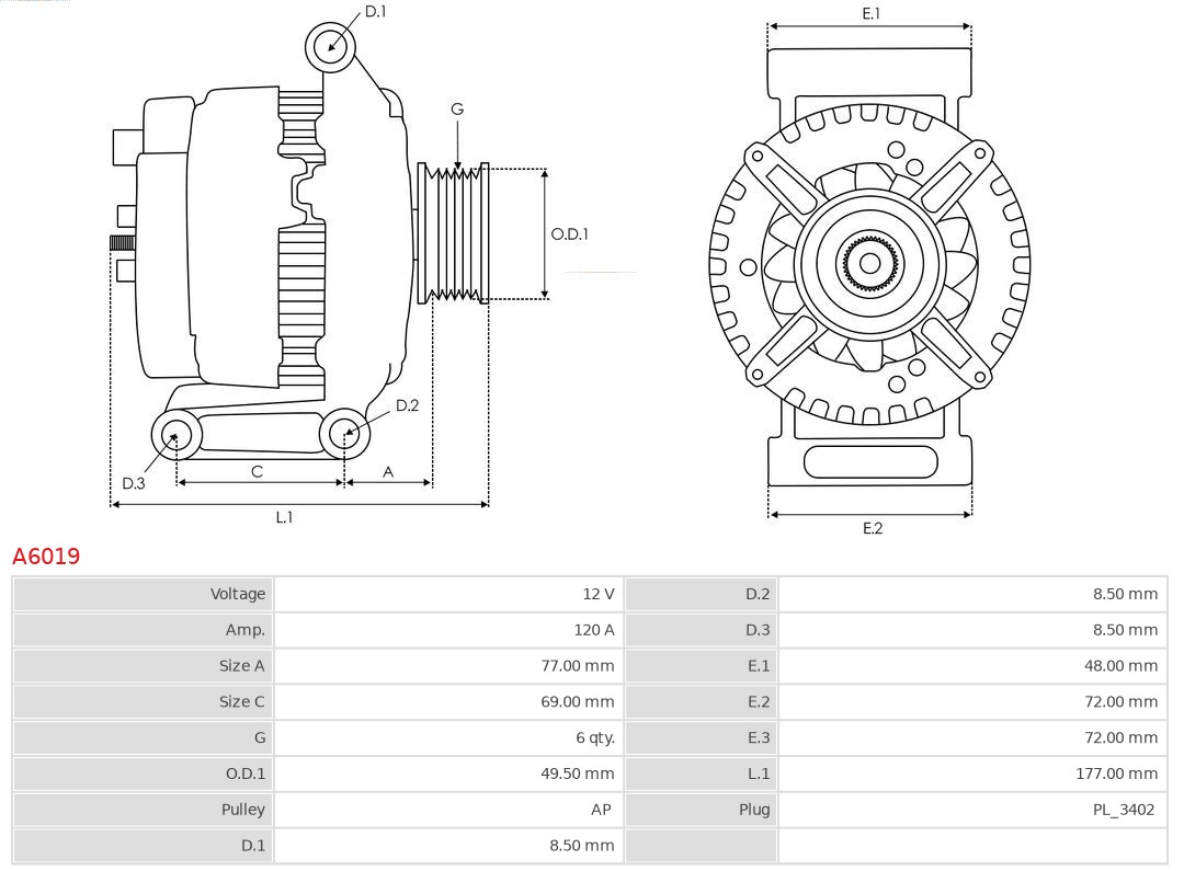 Alternator AS-PL A6019