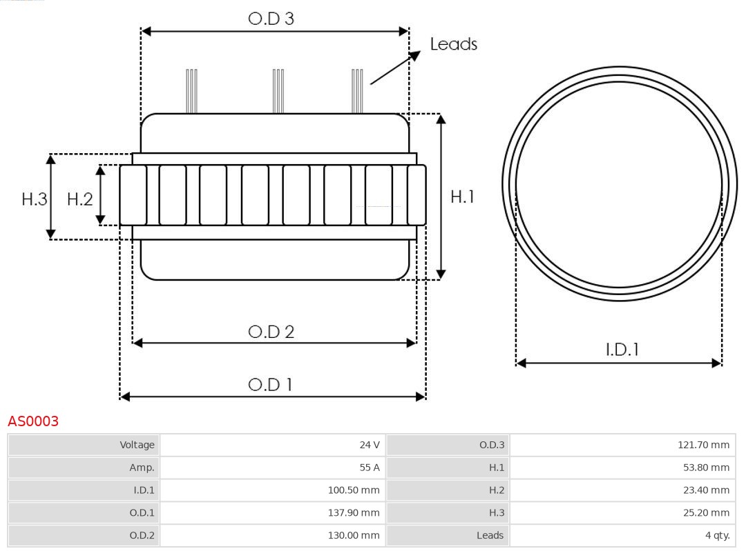 Stator, alternator AS-PL AS0003