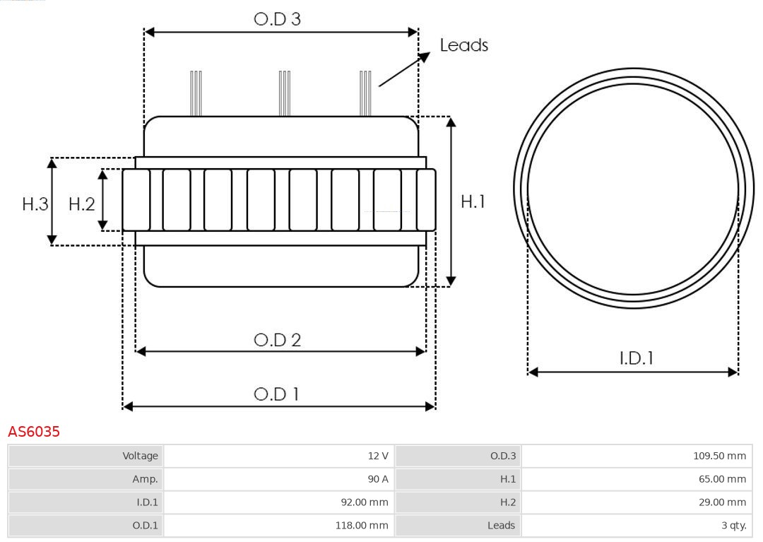 Stator, alternator AS-PL AS6035