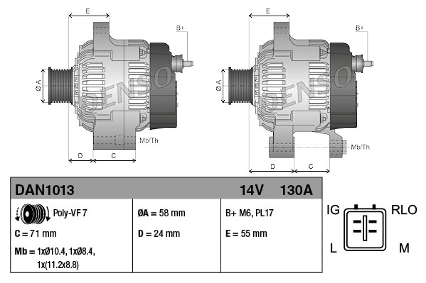 Alternator DENSO DAN1013