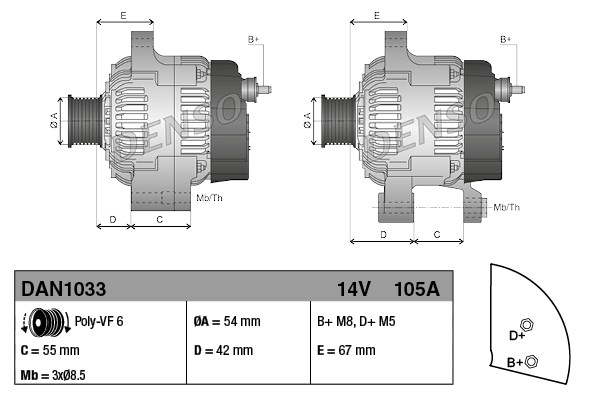 Alternator DENSO DAN1033