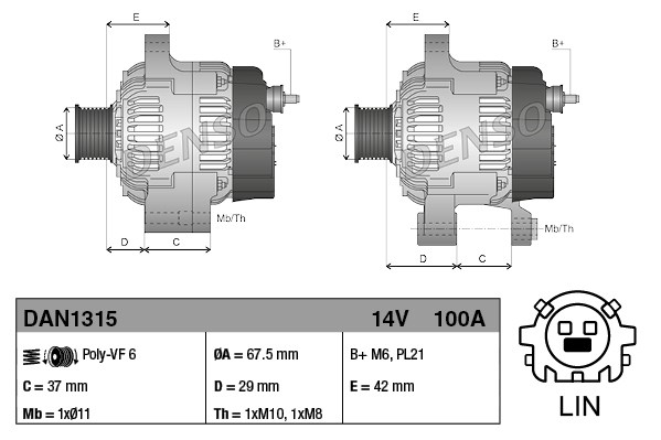 Alternator DENSO DAN1315