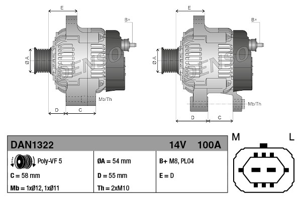 Alternator DENSO DAN1322