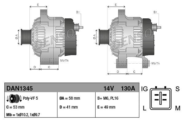 Alternator DENSO DAN1345