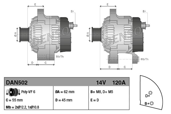 Alternator DENSO DAN502