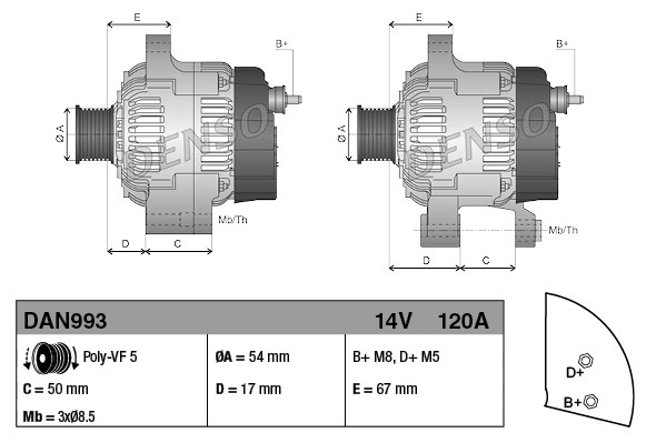 Alternator DENSO DAN993